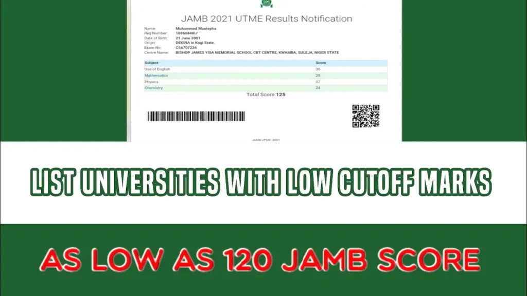 Comprehensive List of Nigerian Universities Accepting JAMB Cut-off Mark of 180 or Below