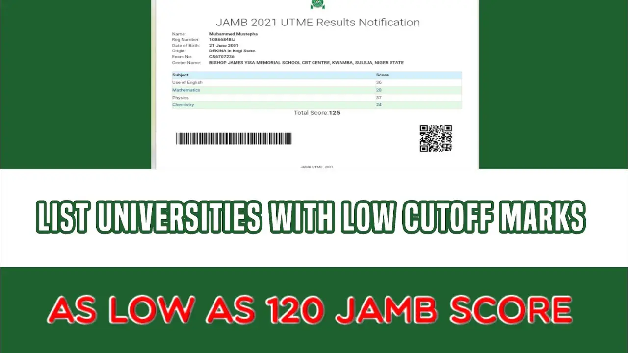 Comprehensive List of Nigerian Universities Accepting JAMB Cut-off Mark of 180 or Below